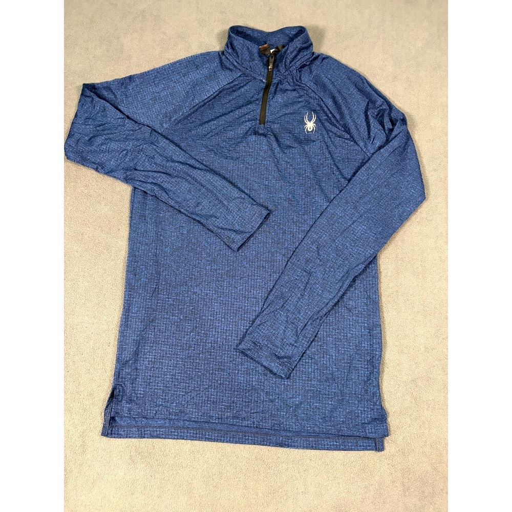 Spyder Top Mens Small Navy Blue Stretch Quarter Zip Moisture Wicking Athleisure